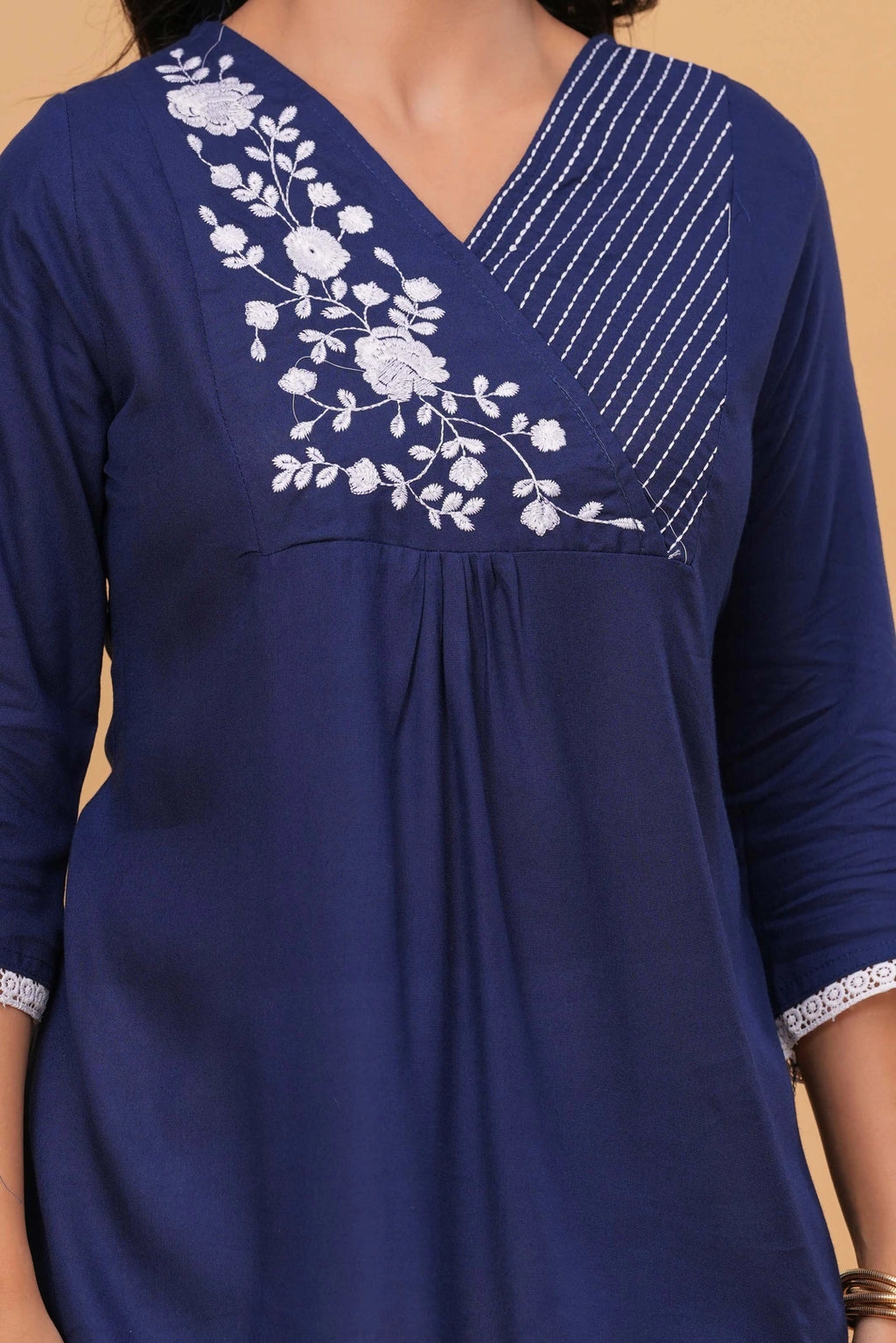 Embroidered Viscose Blend Tunic Dress - Vibrant Geometric Patterns