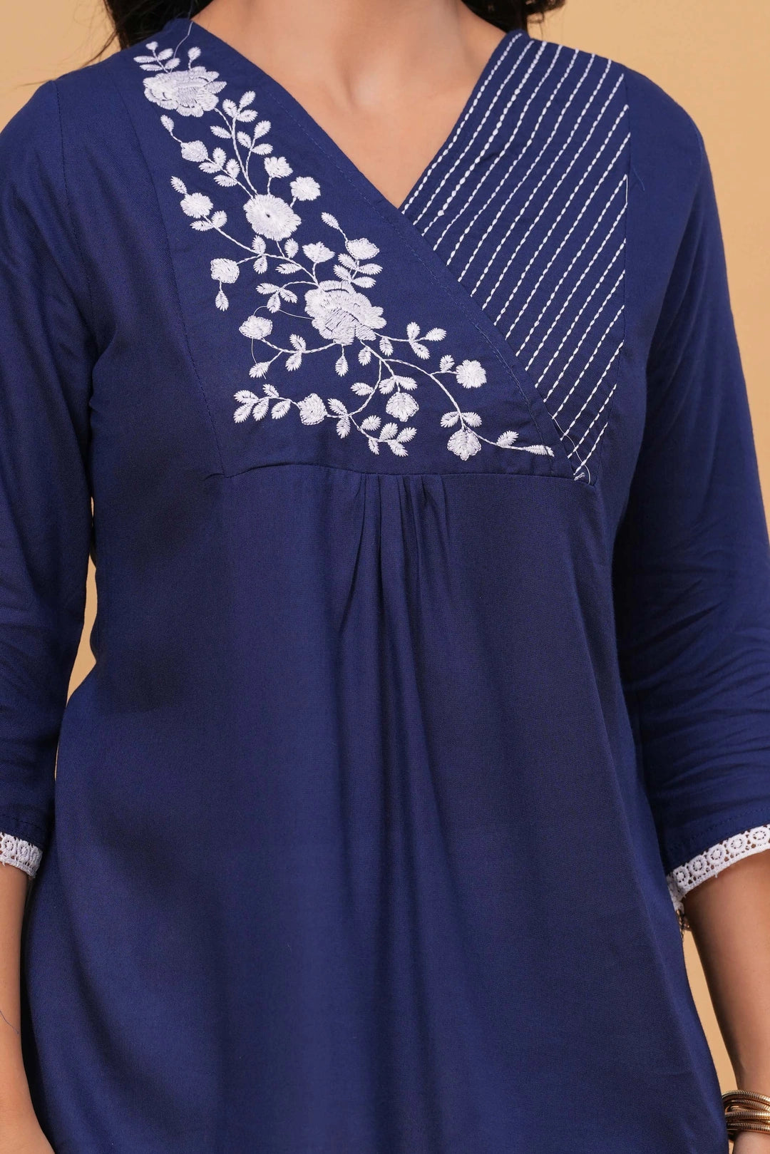 Embroidered Viscose Blend Tunic Dress - Vibrant Geometric Patterns