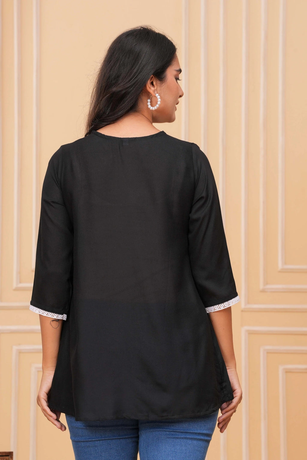 Embroidered Cotton Flex Kurta - Elegant Floral Yoke Design